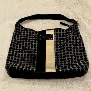 Kate Spade Classic Noel Serena Hobo – Black Canvas with Patent Leather Trim